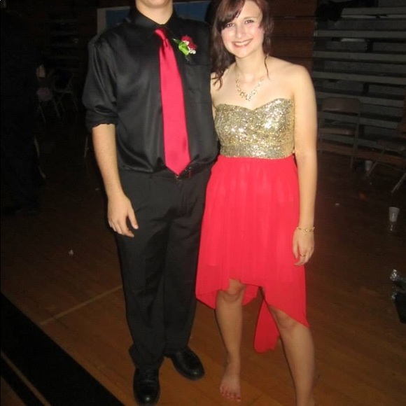 Red and gold High/ low homecoming dress - Picture 8 of 8